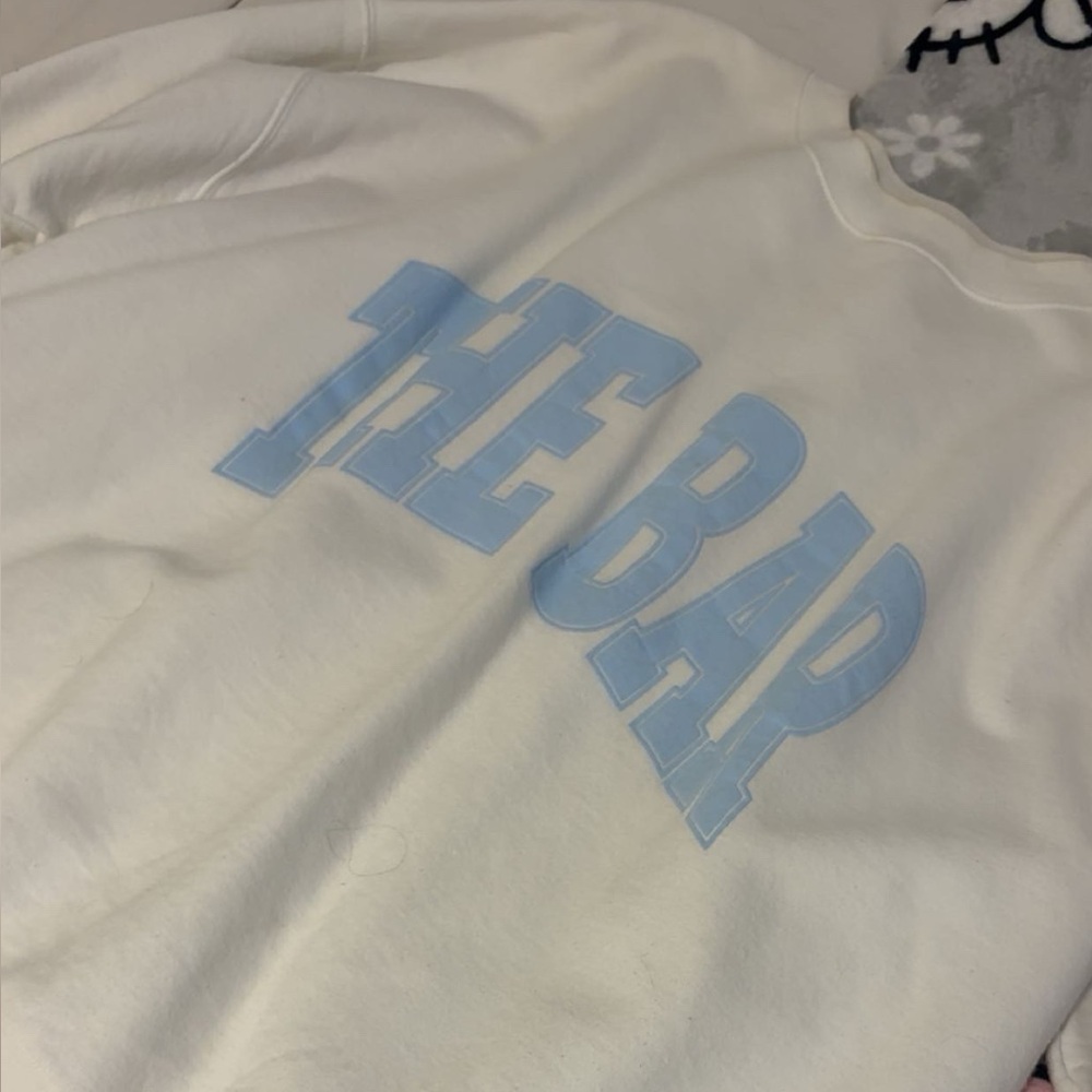 The Bar White and Blue Crew Neck Sweater